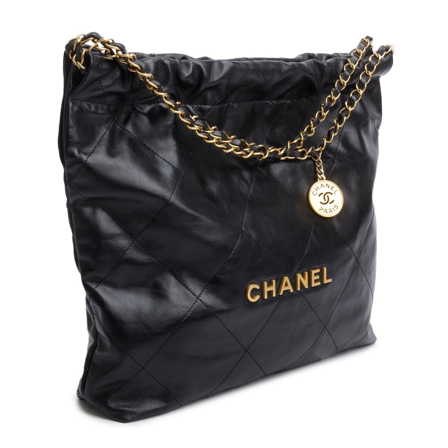 Chanel Black Shiny Calfskin Quilted Small Chanel 22