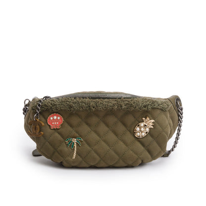 Chanel Green Canvas Coco Cuba Charms Waist Bag