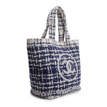 Chanel 2023 Blue Terry Cloth CC Beach Tote Set