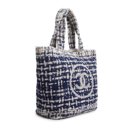 Chanel 2023 Blue Terry Cloth CC Beach Tote Set
