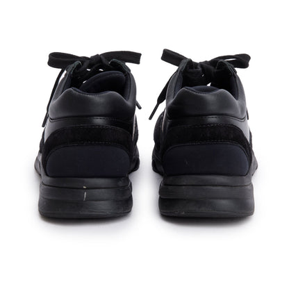 Chanel Black Calfskin Suede CC Logo Sneakers, Size 38
