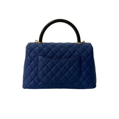 CHANEL Shoulder Bag Matt caviar skin blue Matrasse