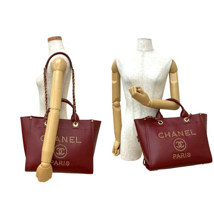 CHANEL Shoulder Bag Matt caviar skin Red Deauville