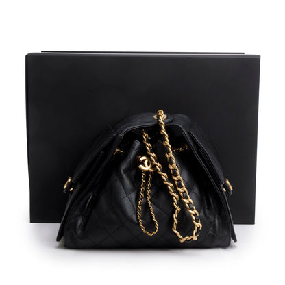 Chanel 2025 Black Caviar Leather 25 Small Bucket Bag