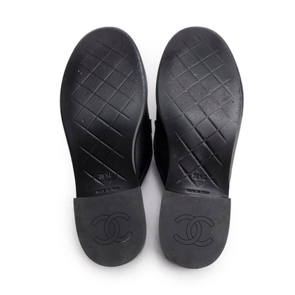 Chanel 2025 Black Quilted Leather CC Logo Mule, Size 38.5