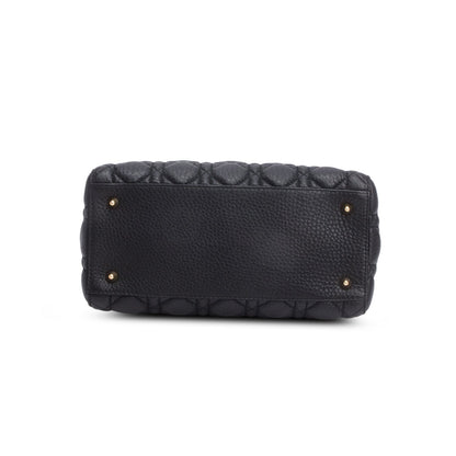Christian Dior Black Grained Calfskin Cannage Medium Lady Dior
