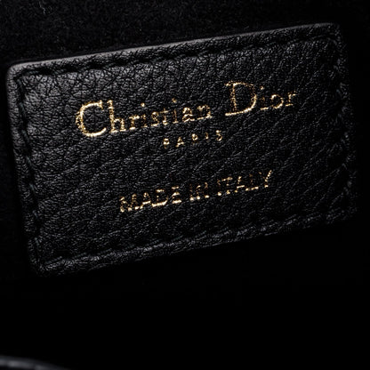 Christian Dior Black Grained Calfskin Cannage Medium Lady Dior