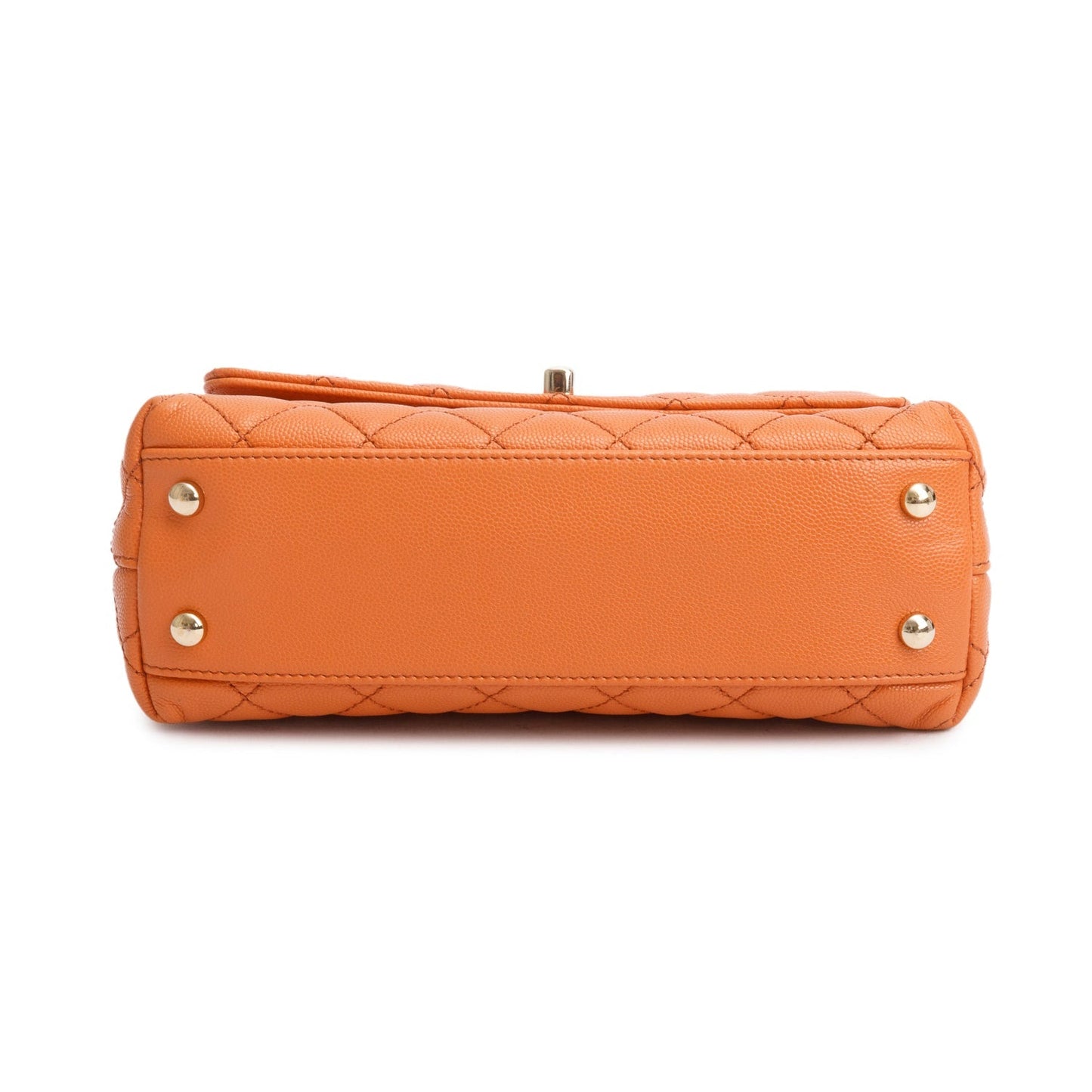 Chanel Orange Caviar Quilted Mini Coco Handle Flap