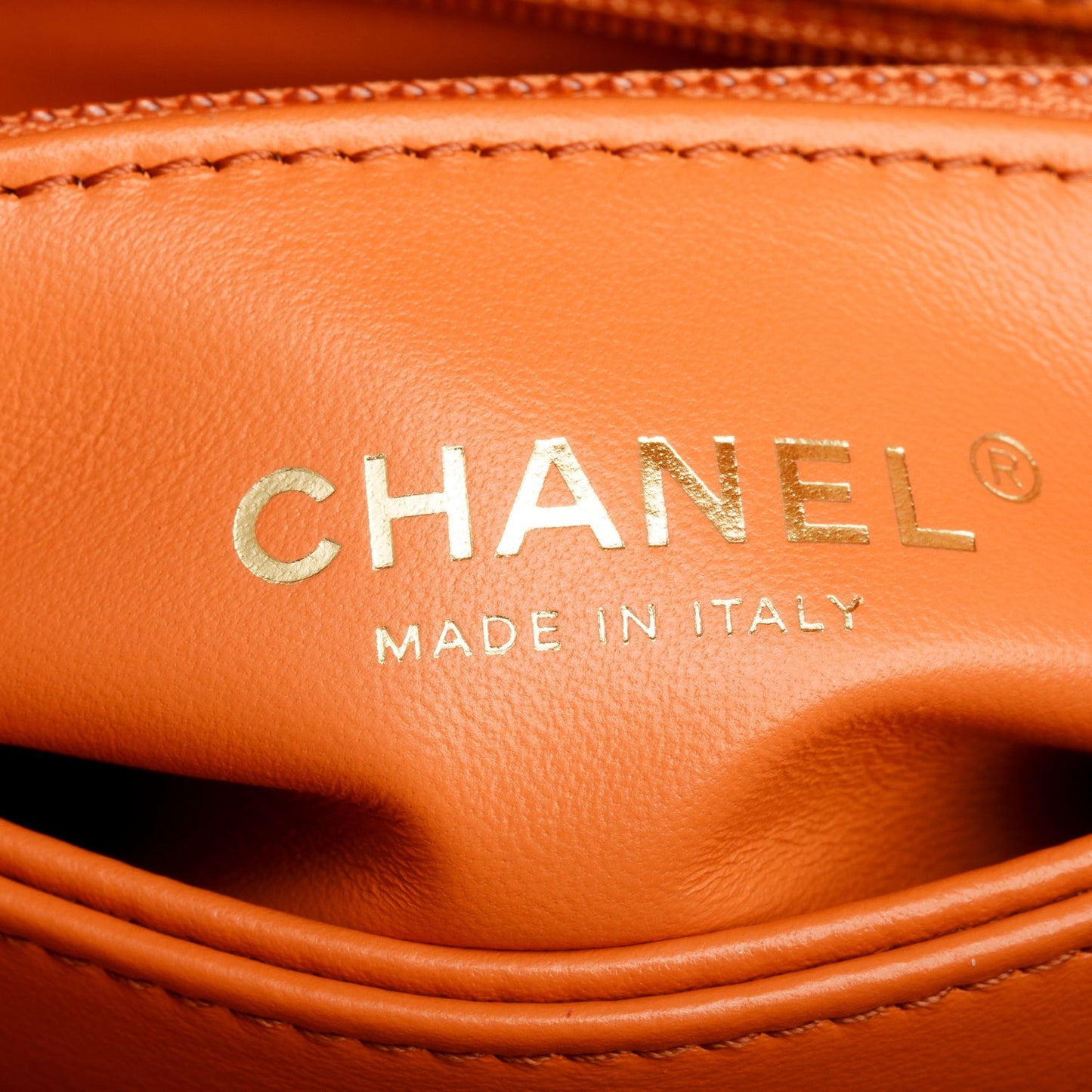 Chanel Orange Caviar Quilted Mini Coco Handle Flap