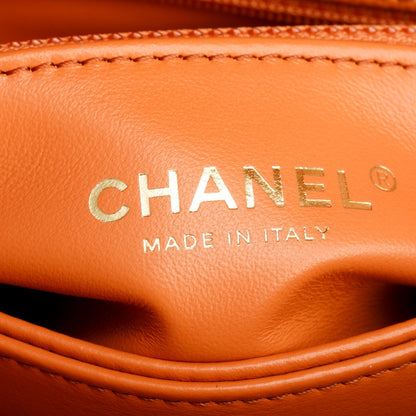 Chanel Orange Caviar Quilted Mini Coco Handle Flap