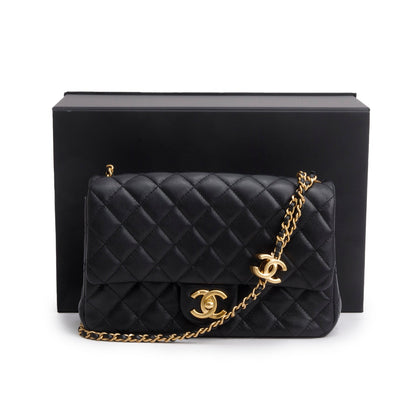 Chanel 2025 Black Lambskin Classic Flap