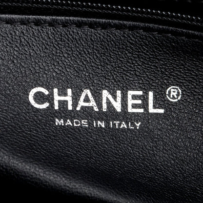 Chanel Black Caviar Lizard Quilted Large Coco Handle Flap Bag