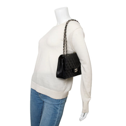 Chanel Black Quilted Lambskin Leather Classic Medium Double Flap Bag