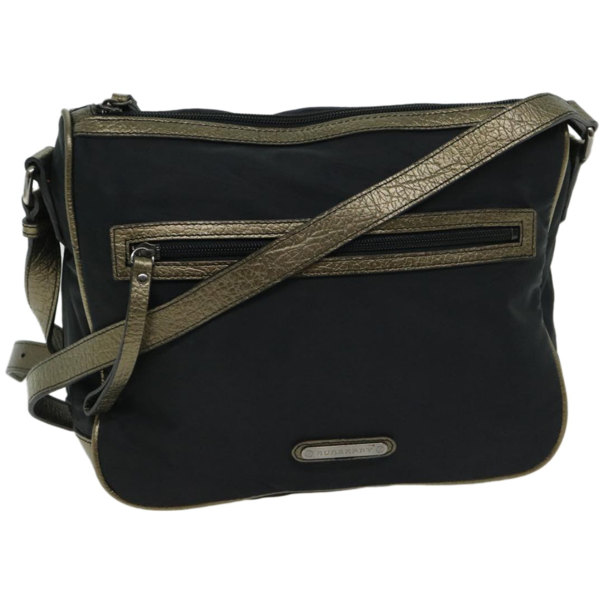 Luxury Burberry Shoulder Bag Nylon Black Auth 66638
