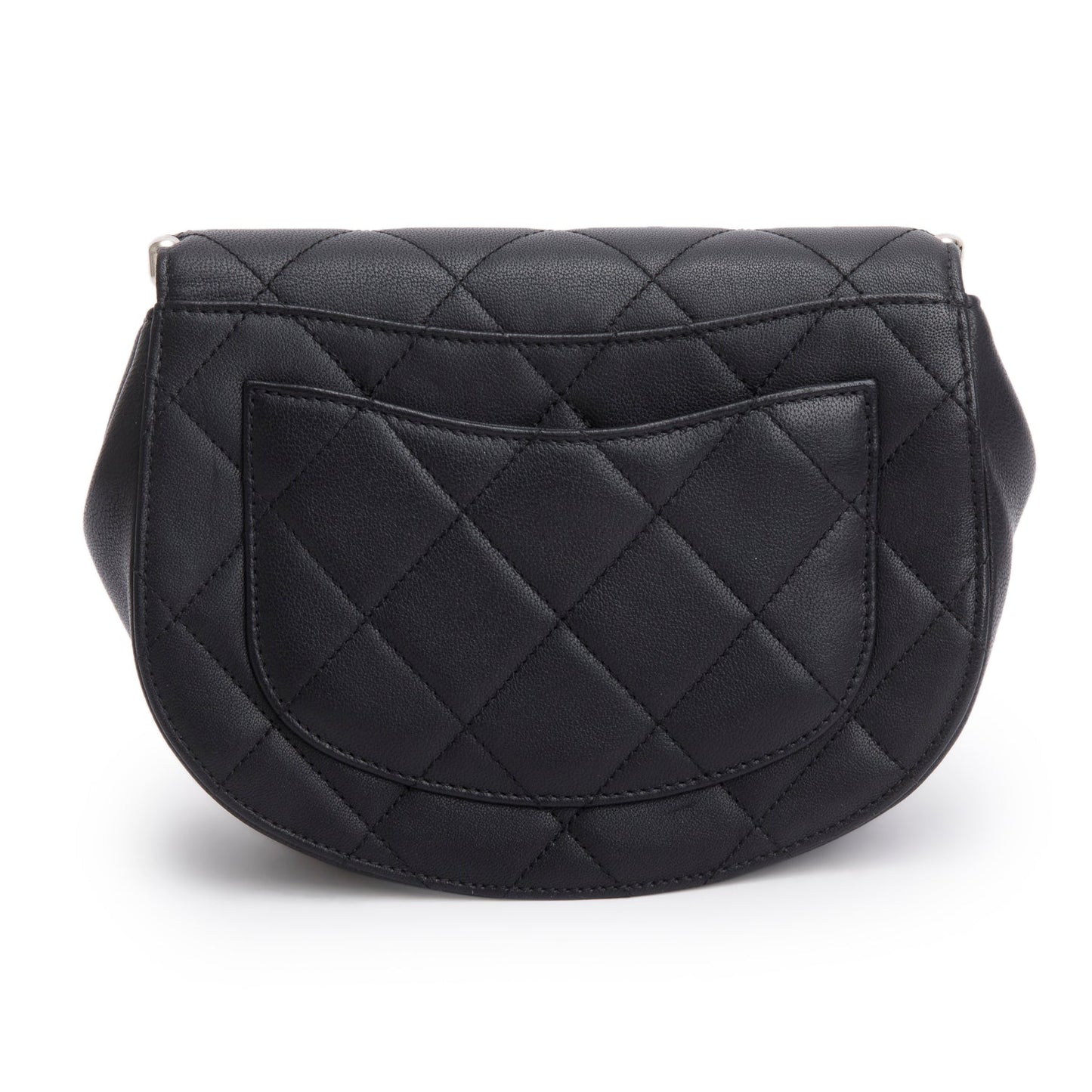 Chanel Black Lambskin Quilted Small Studded Bubble Flap