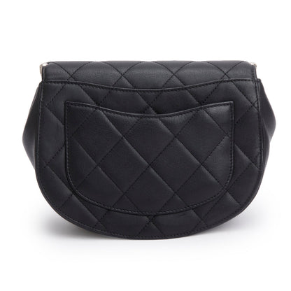 Chanel Black Lambskin Quilted Small Studded Bubble Flap