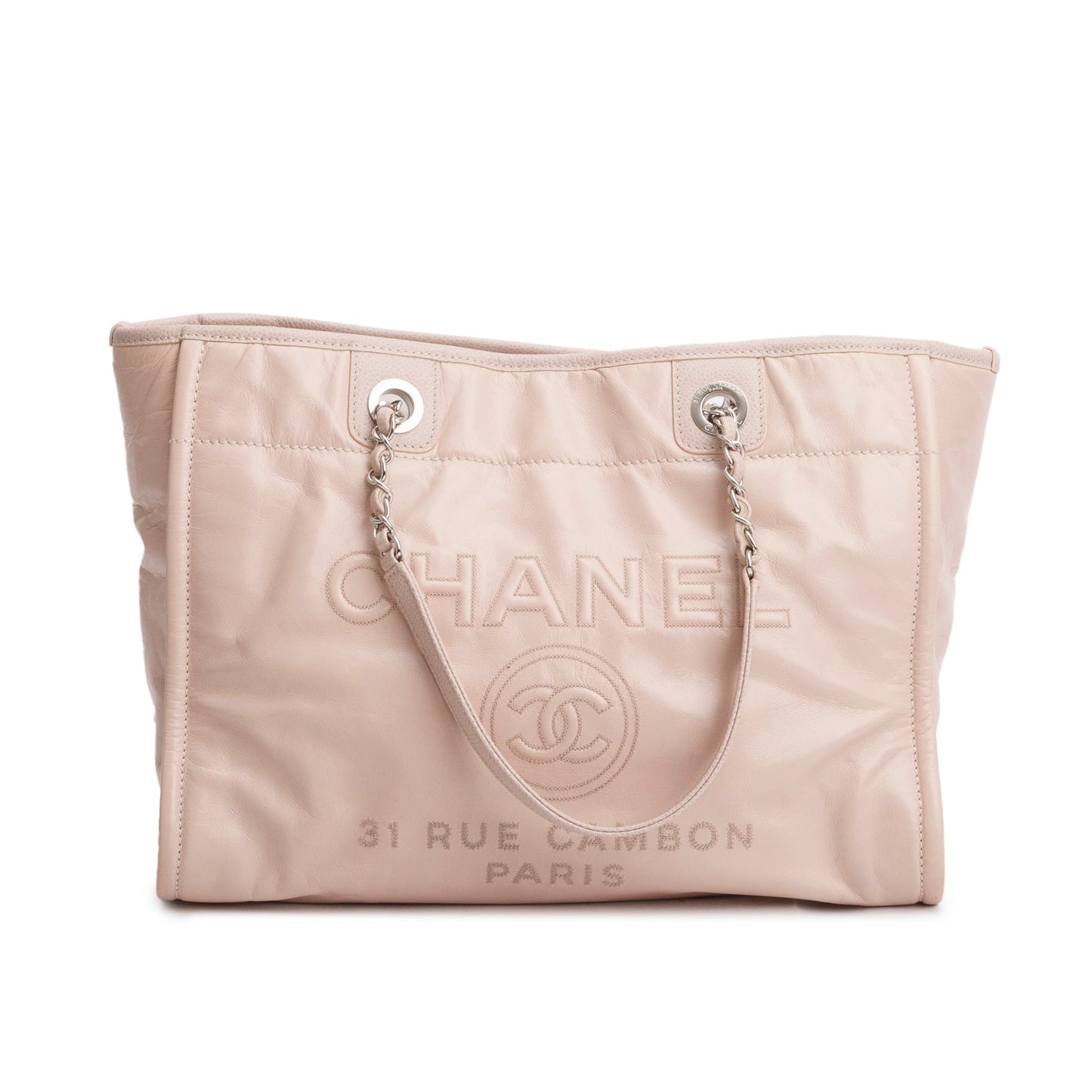 Chanel Pink Glazed Calfskin Small Deauville Tote