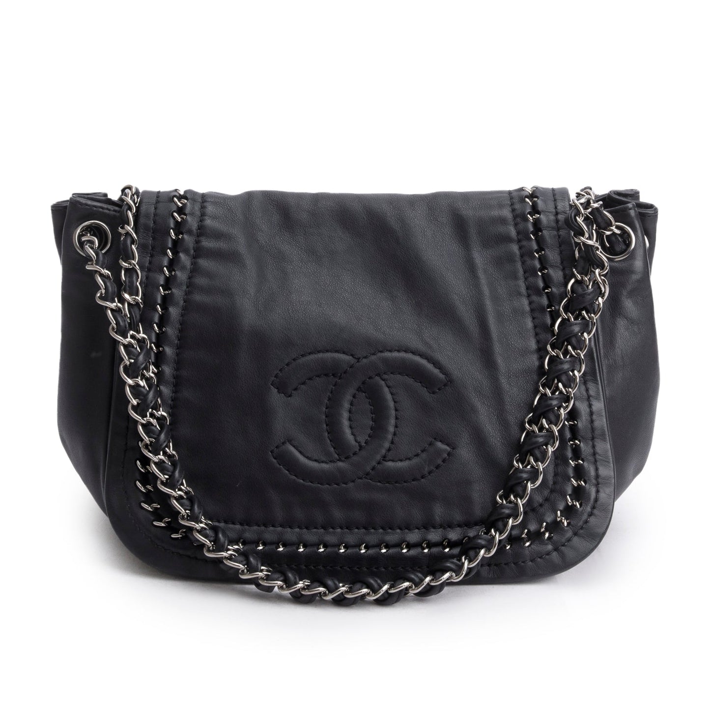Chanel Black Lambskin Luxe Ligne Accordion Flap Bag