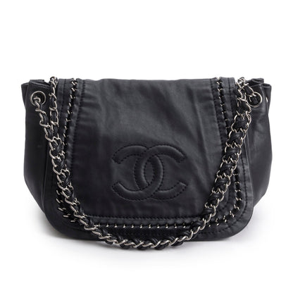 Chanel Black Lambskin Luxe Ligne Accordion Flap Bag