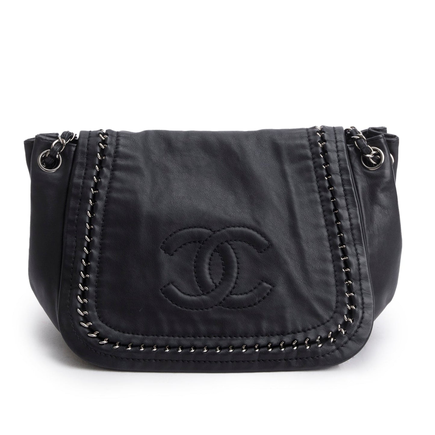 Chanel Black Lambskin Luxe Ligne Accordion Flap Bag