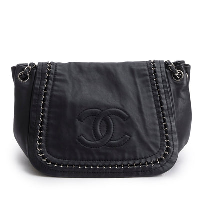 Chanel Black Lambskin Luxe Ligne Accordion Flap Bag