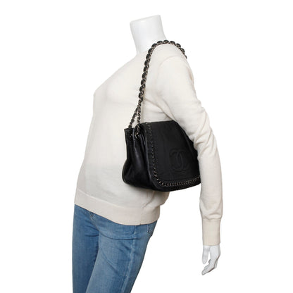 Chanel Black Lambskin Luxe Ligne Accordion Flap Bag