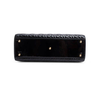 Christian Dior Black Cannage Patent Leather Large Lady Dior