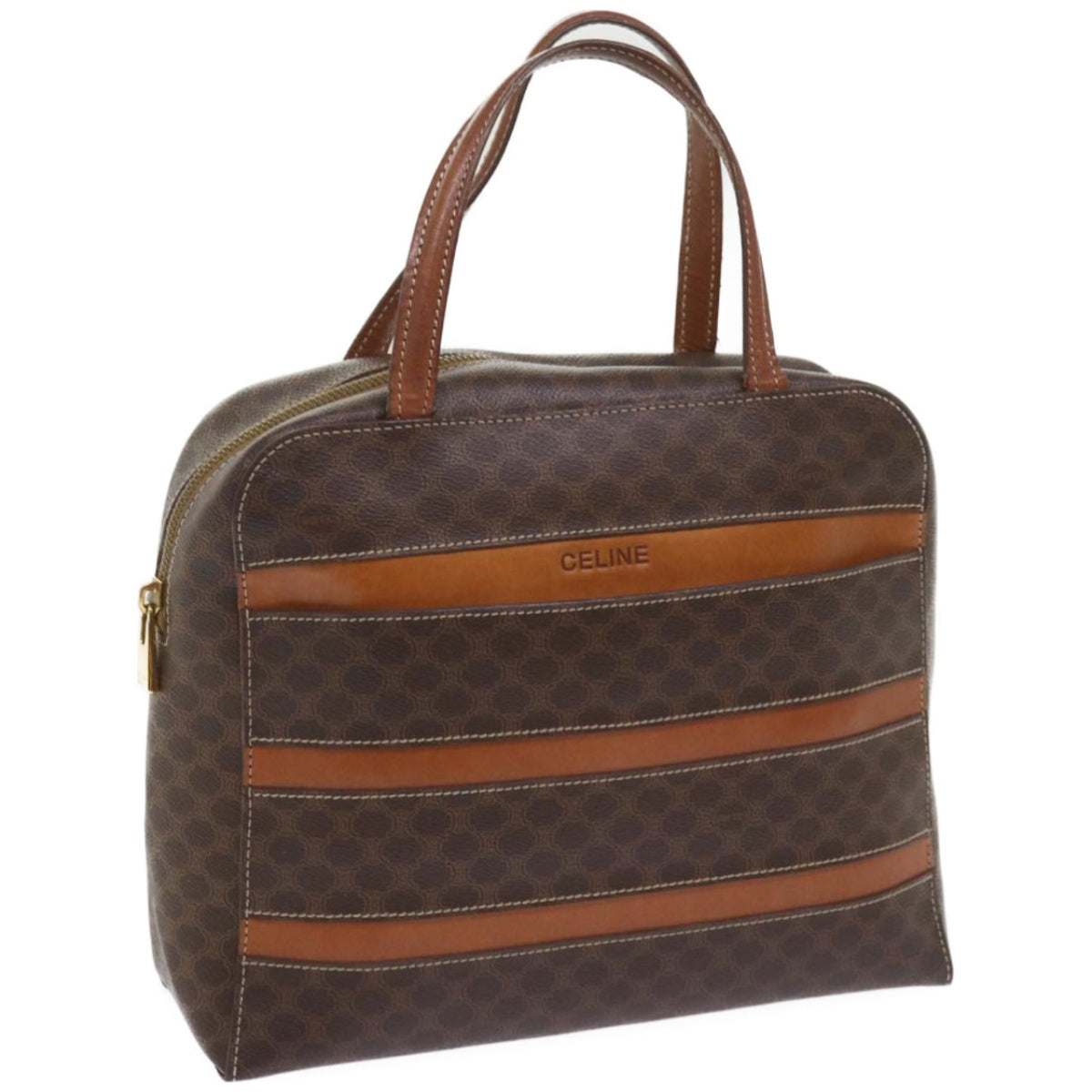 Luxury CELINE Macadam Canvas Hand Bag PVC Brown  66659