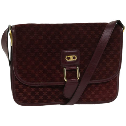 Luxury CELINE Macadam Canvas Shoulder Bag Bordeaux  66661