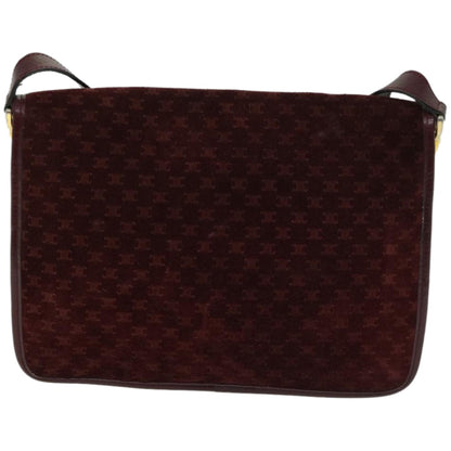 Luxury CELINE Macadam Canvas Shoulder Bag Bordeaux  66661