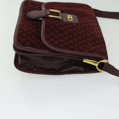 Luxury CELINE Macadam Canvas Shoulder Bag Bordeaux  66661
