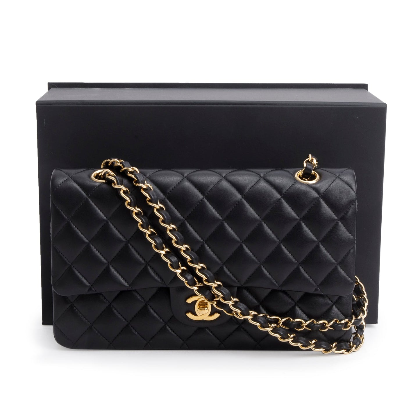 Chanel 2023 Black Quilted Lambskin Leather Classic Medium Double Flap Bag