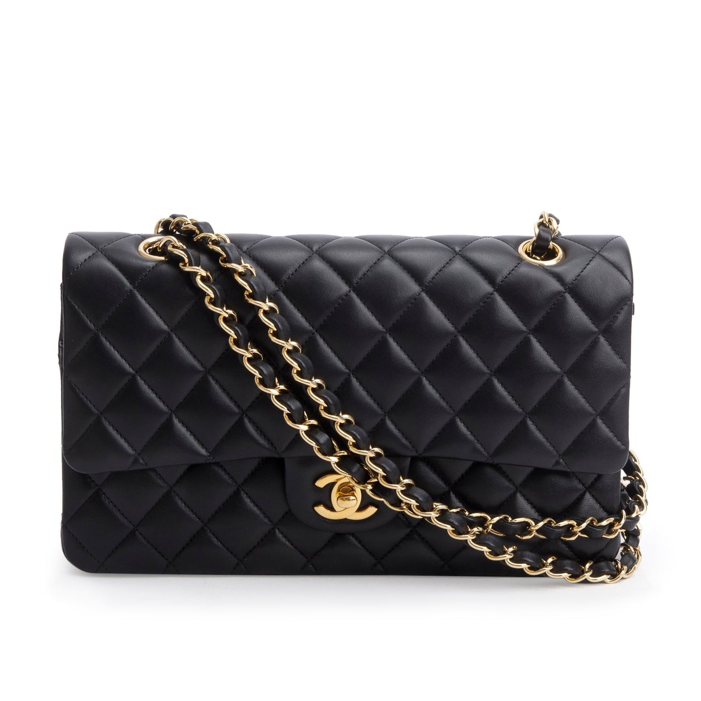 Chanel 2023 Black Quilted Lambskin Leather Classic Medium Double Flap Bag