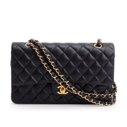 Chanel 2023 Black Quilted Lambskin Leather Classic Medium Double Flap Bag