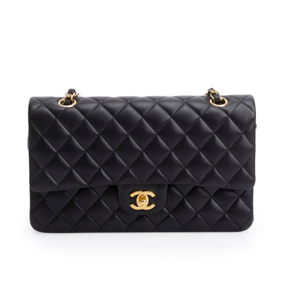 Chanel 2023 Black Quilted Lambskin Leather Classic Medium Double Flap Bag