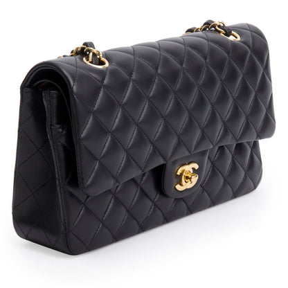 Chanel 2023 Black Quilted Lambskin Leather Classic Medium Double Flap Bag