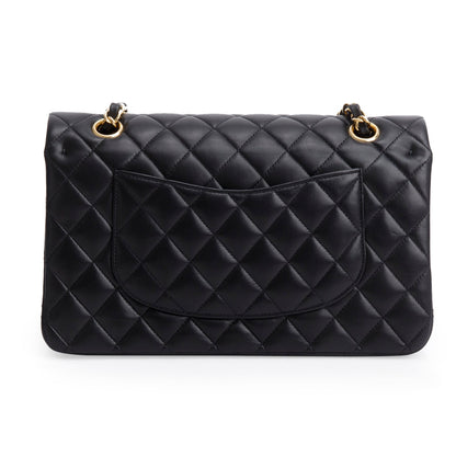 Chanel 2023 Black Quilted Lambskin Leather Classic Medium Double Flap Bag