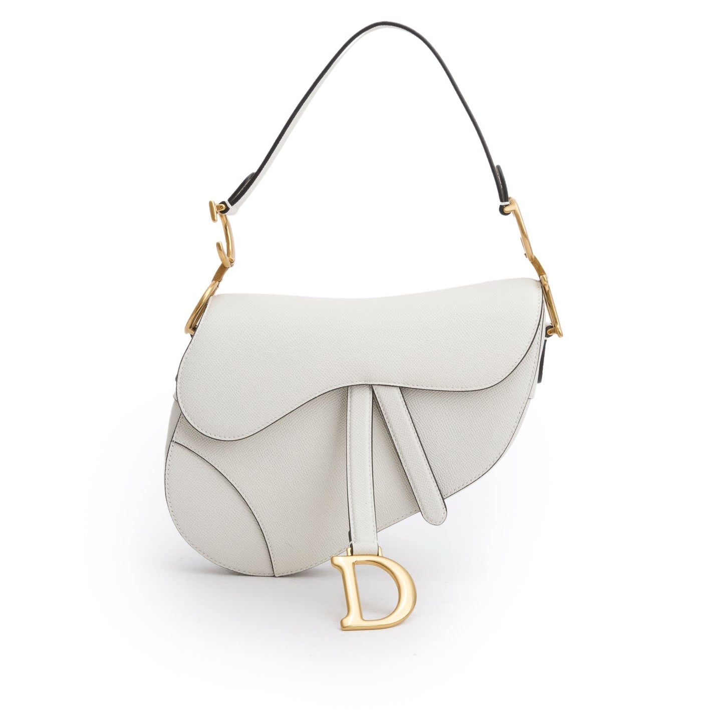 Christian Dior 2021 Cream Grained Calfskin Saddle Bag