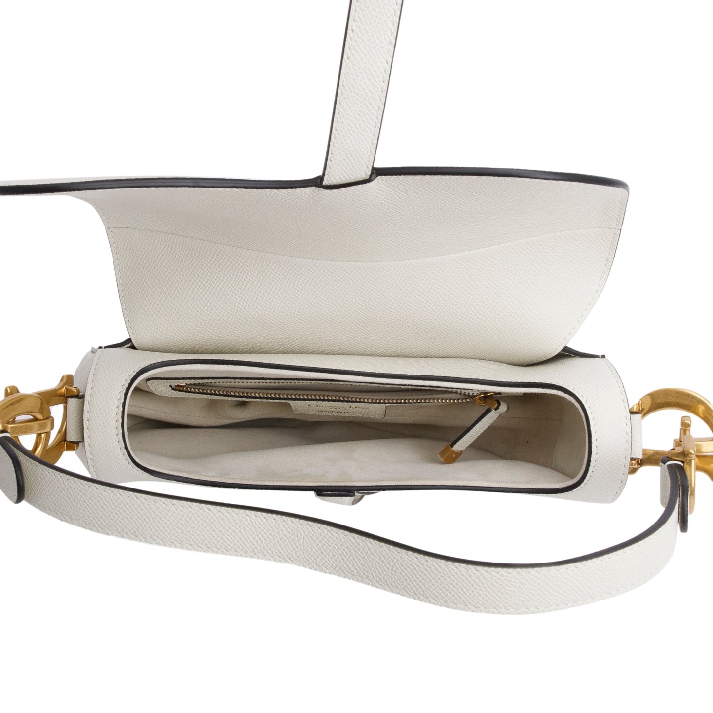 Christian Dior 2021 Cream Grained Calfskin Saddle Bag