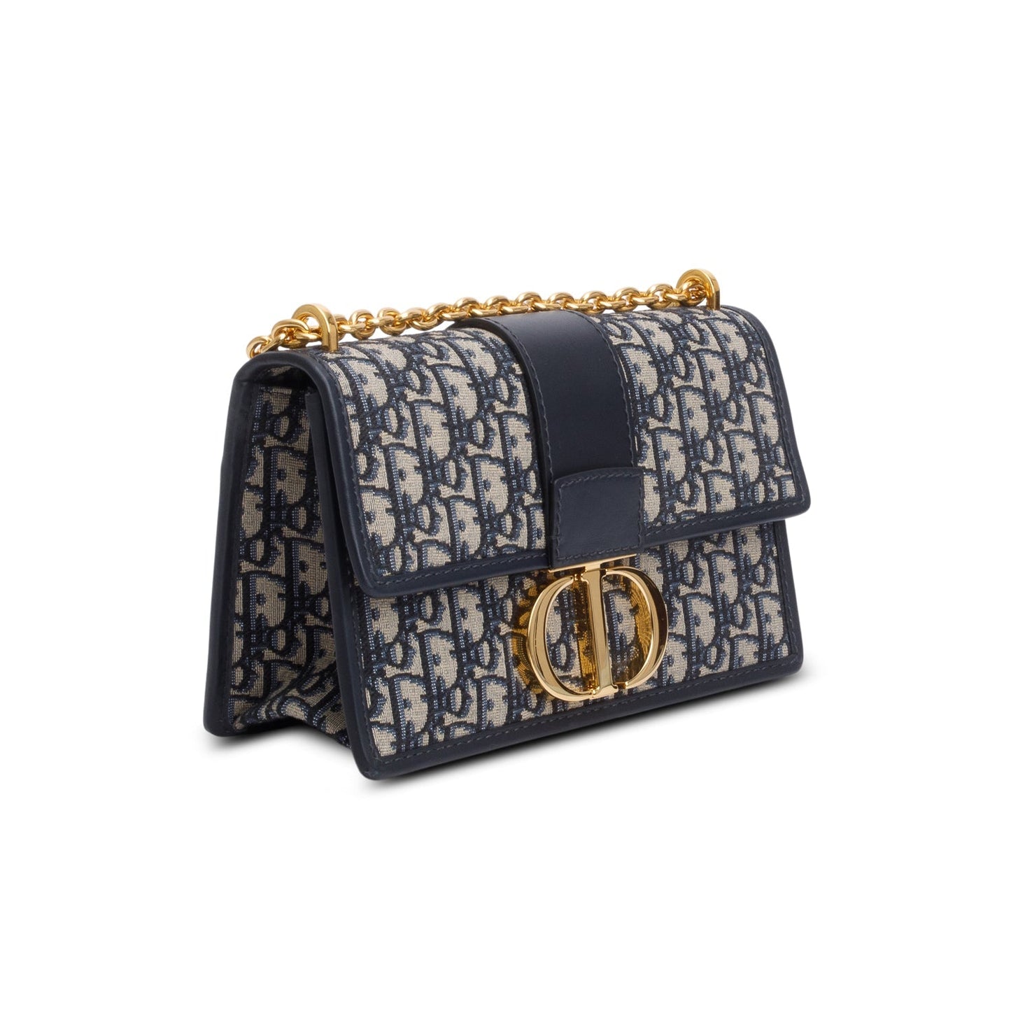 Christian Dior 2021 Blue Oblique 30 Montaigne Chain Flap Bag
