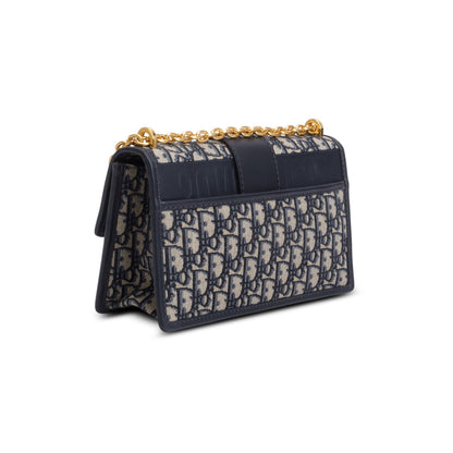 Christian Dior 2021 Blue Oblique 30 Montaigne Chain Flap Bag