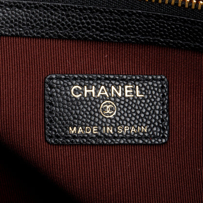 Chanel Black Quilted Caviar Leather Large O-Case Clutch