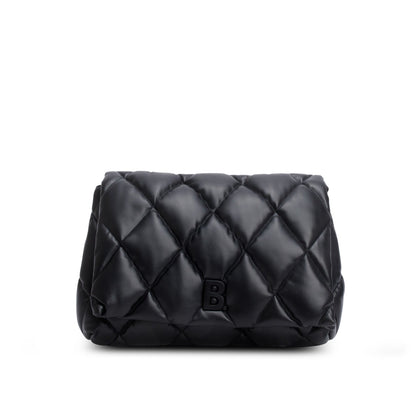 Balenciaga Black Nappa Calfskin Quilted Touch B Puffy Clutch