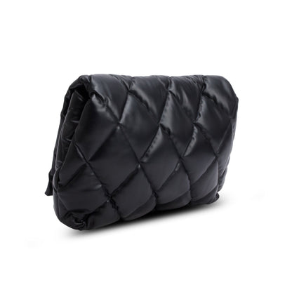 Balenciaga Black Nappa Calfskin Quilted Touch B Puffy Clutch