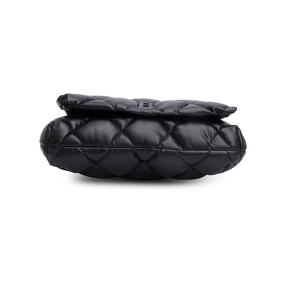 Balenciaga Black Nappa Calfskin Quilted Touch B Puffy Clutch