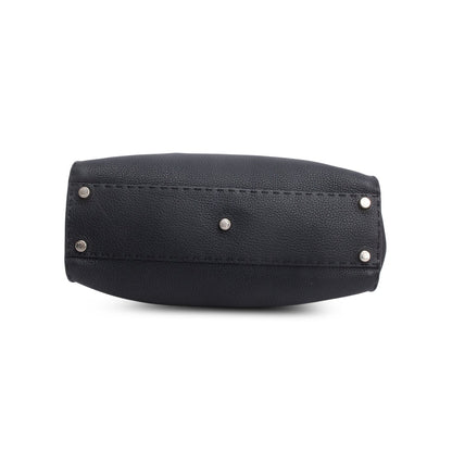 Fendi Black Cuioio Romano Selleria Medium Peekaboo Iconic Satchel