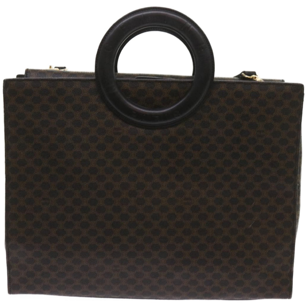 Luxury CELINE Macadam Canvas Hand Bag PVC 2way Black  66733