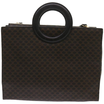 Luxury CELINE Macadam Canvas Hand Bag PVC 2way Black  66733