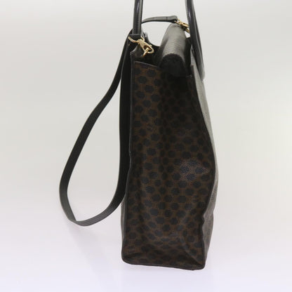 Luxury CELINE Macadam Canvas Hand Bag PVC 2way Black  66733