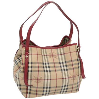 Luxury Burberry Nova Check Tote Bag PVC Beige Red Auth 66734